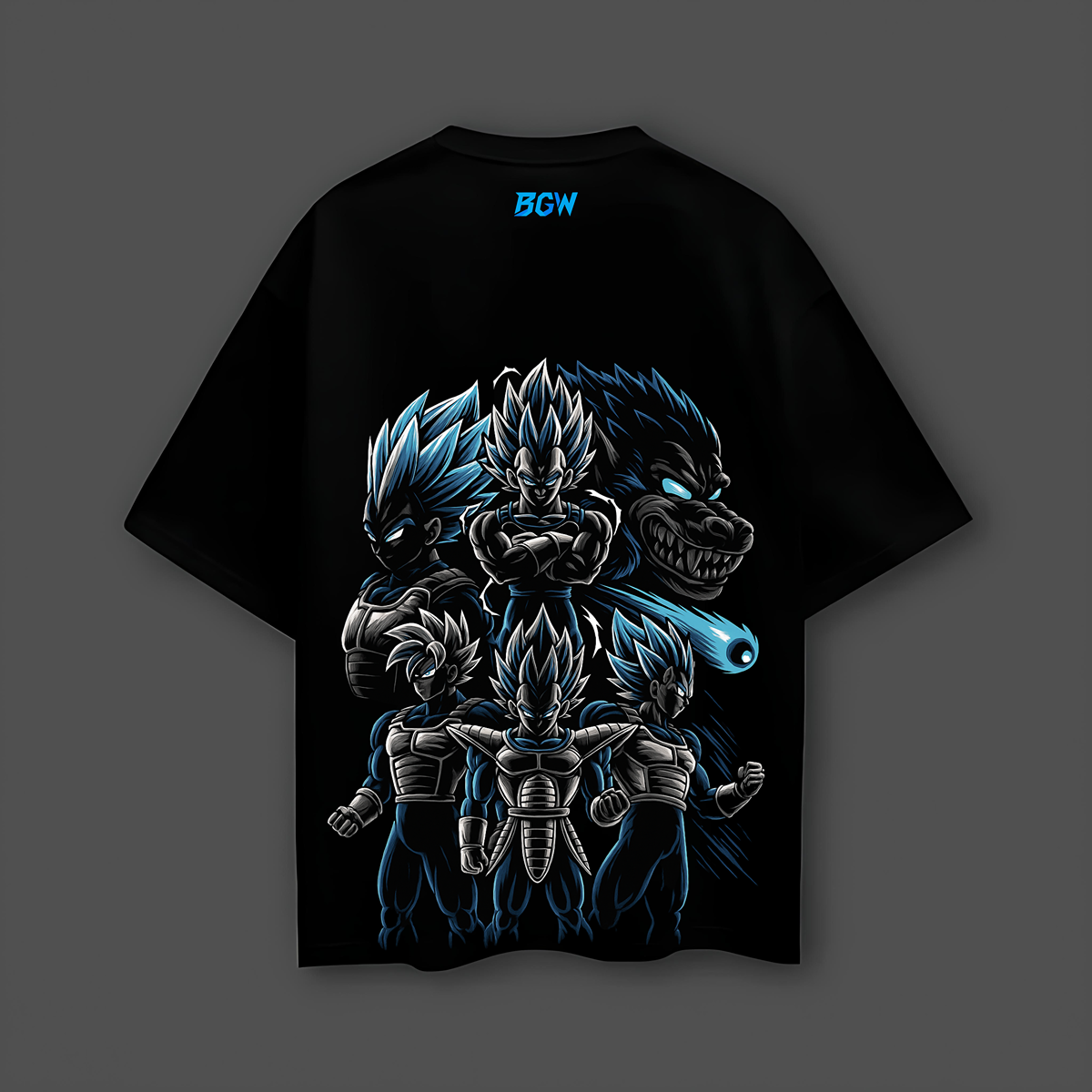 Vegeta Saiyan Evolution – Oversized Black T-Shirt