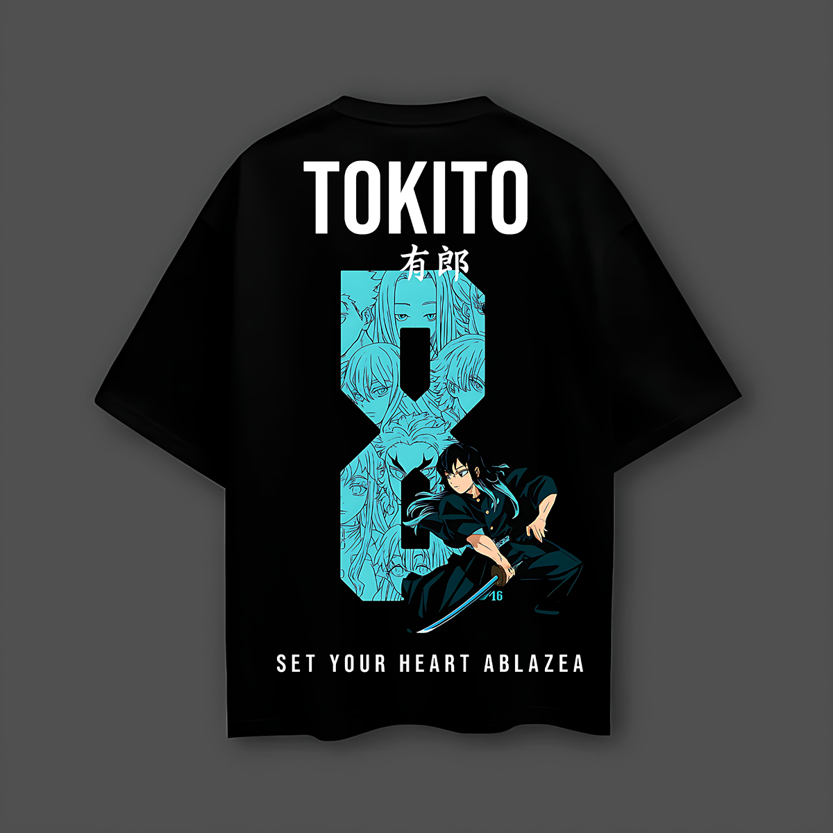 Muichiro Tokito Demon Slayer Black Oversized  T-Shirt