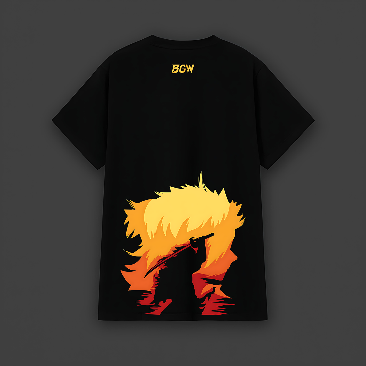 Rengoku Demon Slayer Black Regular Fit T-shirt