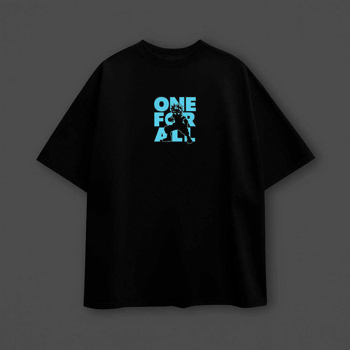 Izuku Midoriya (Deku) Lightning Charge – Oversized Fit Black T-Shirt